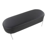 Chloe Contemporary/Glam Storage Bench in Chrome Metal and Black Faux Leather by LumiSource