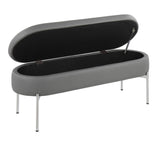 Chloe Contemporary/Glam Storage Bench in Chrome Metal and Grey Faux Leather by LumiSource