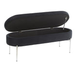Chloe Contemporary/Glam Storage Bench in Chrome Metal and Black Velvet by LumiSource