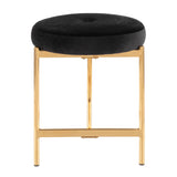 Chloe Contemporary Vanity Stool in Gold Metal and Black Velvet by LumiSource