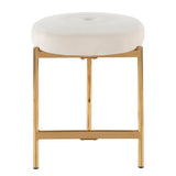 Chloe Contemporary Vanity Stool in Gold Metal and White Velvet by LumiSource
