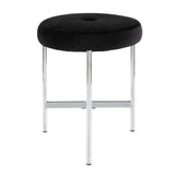 Chloe Contemporary Vanity Stool in Chrome and Black Velvet by LumiSource