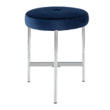 Chloe Contemporary Vanity Stool in Chrome and Blue Velvet by LumiSource