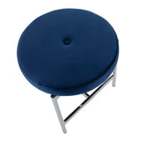 Chloe Contemporary Vanity Stool in Chrome and Blue Velvet by LumiSource