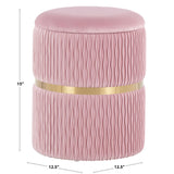 Cinch Contemporary/Glam Nesting Ottoman Set in Gold Steel and Blush Pink Velvet by LumiSource