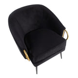 Claire Contemporary/Glam Accent Chair in Black Steel and Black Velvet with Gold Steel Accents by LumiSource