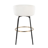 Claire Contemporary/Glam Barstool in Black Metal and Cream Velvet with Gold Metal Footrest by LumiSource - Set of 2