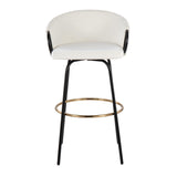 Claire Contemporary/Glam Barstool in Black Metal and Cream Velvet with Gold Metal Footrest by LumiSource - Set of 2