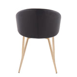 Claire Contemporary/Glam Chair in Gold Metal and Black Faux Leather by LumiSource