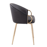 Claire Contemporary/Glam Chair in Gold Metal and Black Faux Leather by LumiSource
