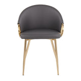 Claire Contemporary/Glam Chair in Gold Metal and Grey Faux Leather by LumiSource