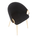 Claire Contemporary/Glam Chair in Gold Metal and Black Velvet by LumiSource