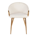 Claire Contemporary/Glam Chair in Gold Metal and Cream Velvet by LumiSource