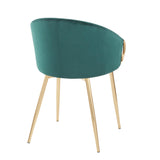 Claire Contemporary/Glam Chair in Gold Metal and Emerald Green Velvet by LumiSource