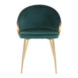 Claire Contemporary/Glam Chair in Gold Metal and Emerald Green Velvet by LumiSource