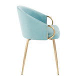 Claire Contemporary/Glam Chair in Gold Metal and Light Blue Velvet by LumiSource