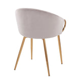 Claire Contemporary/Glam Chair in Gold Metal and Silver Velvet by LumiSource