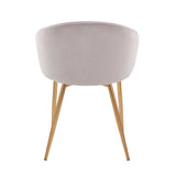 Claire Contemporary/Glam Chair in Gold Metal and Silver Velvet by LumiSource
