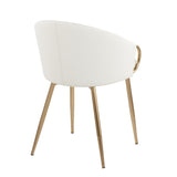 Claire Contemporary/Glam Chair in Gold Metal and White Faux Leather by LumiSource