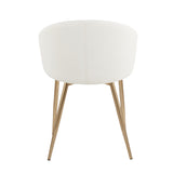 Claire Contemporary/Glam Chair in Gold Metal and White Faux Leather by LumiSource