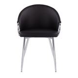 Claire Contemporary/Glam Chair in Silver Metal and Black Faux Leather by LumiSource