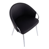 Claire Contemporary/Glam Chair in Silver Metal and Black Faux Leather by LumiSource