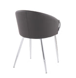 Claire Contemporary/Glam Chair in Silver Metal and Grey Faux Leather by LumiSource