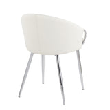 Claire Contemporary/Glam Chair in Silver Metal and White Faux Leather by LumiSource
