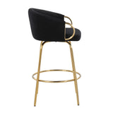 Claire Contemporary/Glam Counter Stool in Gold Steel and Black Velvet by LumiSource - Set of 2