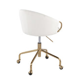 Claire Contemporary/Glam Task Chair in Gold Metal and Cream Velvet by LumiSource