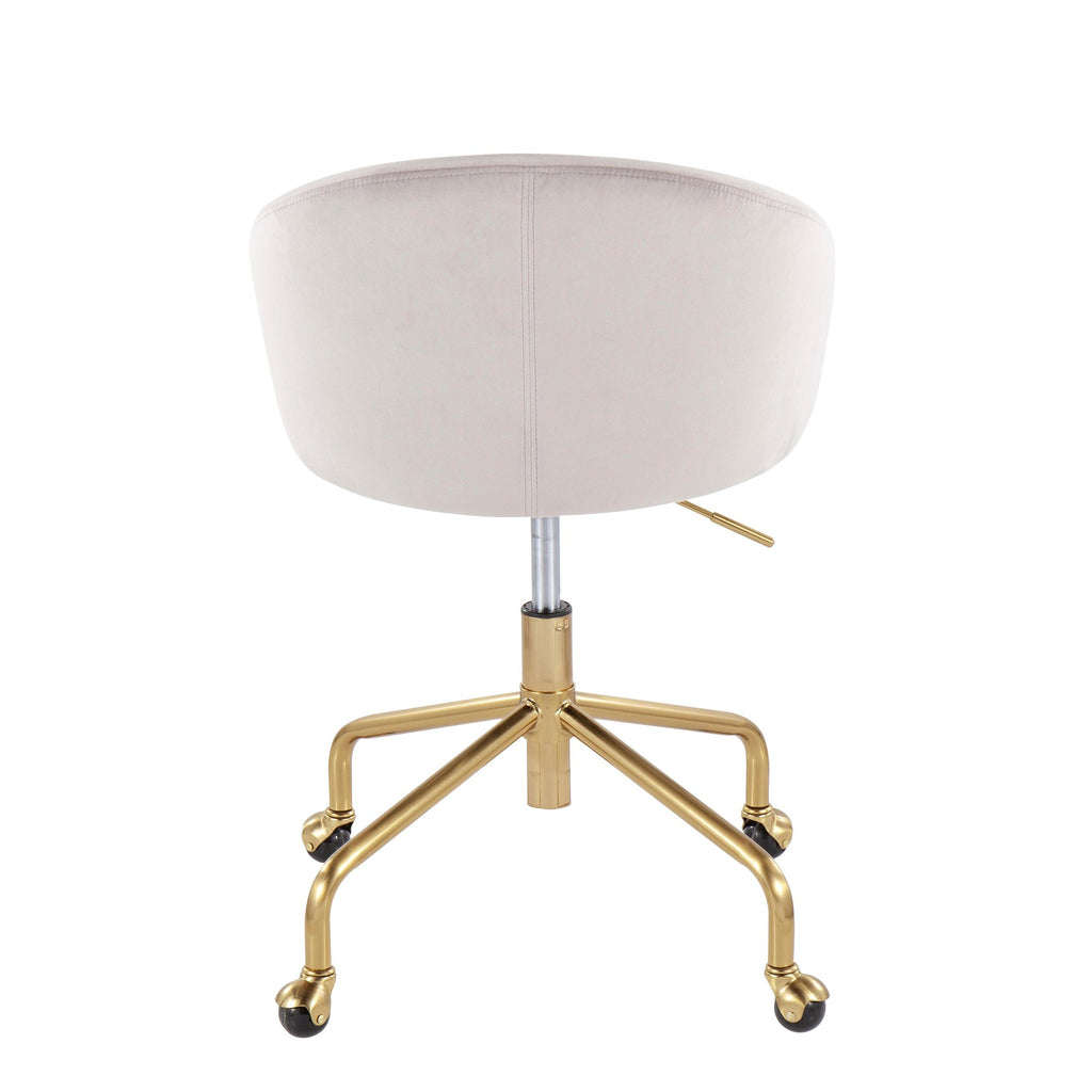 Claire Contemporary/Glam Task Chair in Gold Metal and Silver Velvet by LumiSource