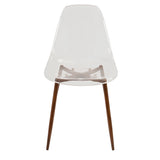 Clara Mid-Century Modern Dining Chair in Walnut and Clear by LumiSource - Set of 2