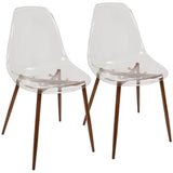 Clara Mid-Century Modern Dining Chair in Walnut and Clear by LumiSource - Set of 2