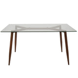 Clara Mid-Century Modern Dining Table in Walnut and Clear by LumiSource 