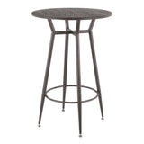 Clara Industrial Round Bar Table in Antique Metal with Espresso Wood-Pressed Grain Bamboo by LumiSource