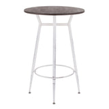 Clara Industrial Round Bar Table in Vintage White Metal with Espresso Wood-Pressed Grain Bamboo by LumiSource