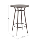 Clara Industrial Round Bar Table in Antique Metal by LumiSource