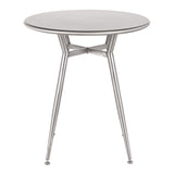 Clara Industrial Round Dinette Table in Clear Brushed Silver Metal by LumiSource
