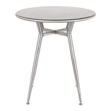 Clara Industrial Round Dinette Table in Clear Brushed Silver Metal by LumiSource