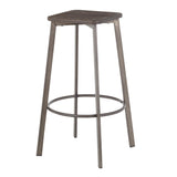 Clara Industrial Square Barstool in Antique Metal and Espresso Wood-Pressed Grain Bamboo by LumiSource - Set of 2