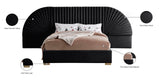 Cleo Velvet / Engineered Wood / Steel Contemporary Black Velvet King Bed (3 Boxes) - 162" W x 86.5" D x 55.5" H