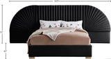 Cleo Velvet / Engineered Wood / Steel Contemporary Black Velvet King Bed (3 Boxes) - 162" W x 86.5" D x 55.5" H