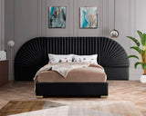 Cleo Velvet / Engineered Wood / Steel Contemporary Black Velvet King Bed (3 Boxes) - 162" W x 86.5" D x 55.5" H