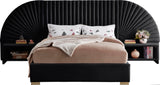 Cleo Velvet / Engineered Wood / Steel Contemporary Black Velvet King Bed (3 Boxes) - 162" W x 86.5" D x 55.5" H