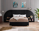 Cleo Velvet / Engineered Wood / Steel Contemporary Black Velvet King Bed (3 Boxes) - 162" W x 86.5" D x 55.5" H