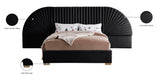 Cleo Velvet / Engineered Wood / Steel Contemporary Black Velvet Queen Bed (3 Boxes) - 146" W x 86.5" D x 55.5" H