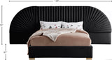 Cleo Velvet / Engineered Wood / Steel Contemporary Black Velvet Queen Bed (3 Boxes) - 146" W x 86.5" D x 55.5" H