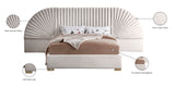 Cleo Velvet / Engineered Wood / Steel Contemporary Cream Velvet King Bed (3 Boxes) - 162" W x 86.5" D x 55.5" H