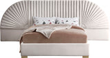 Cleo Velvet / Engineered Wood / Steel Contemporary Cream Velvet King Bed (3 Boxes) - 162" W x 86.5" D x 55.5" H