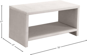 Cleo Velvet / Engineered Wood / Foam Contemporary Cream Velvet Night Stand - 31.5" W x 16.5" D x 16.5" H
